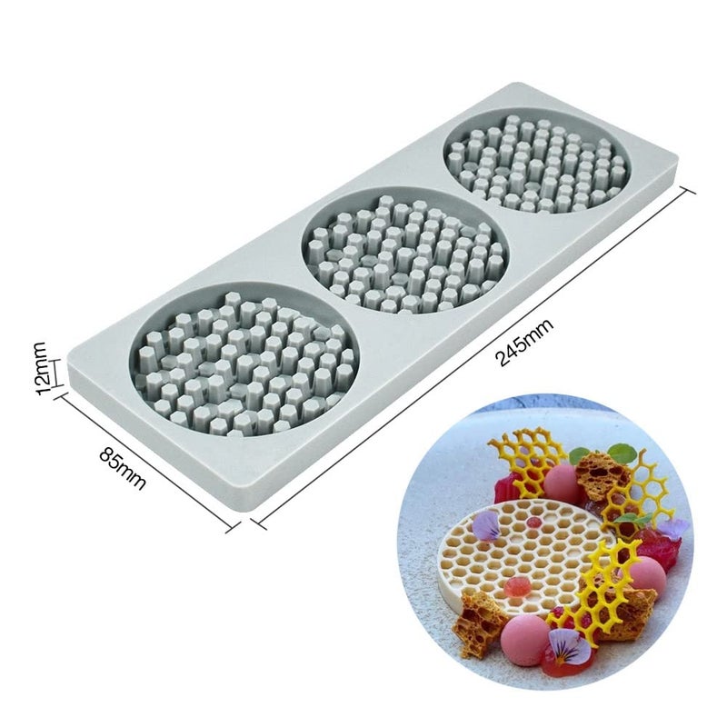 TUKE Honeycomb Silicone Mold 3D Honeycomb Lace Mat Fondant Molds Lace Pad Baking Cake Chocolate Candy Mold for Cupcake Decorating Tools Kitchen… - Image 5